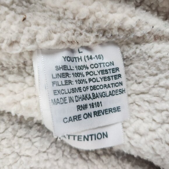 Canvas Sherpa Lined Jacket Youth Regular Large 14-18 Workwear Outdoors Hooded - Picture 3 of 13